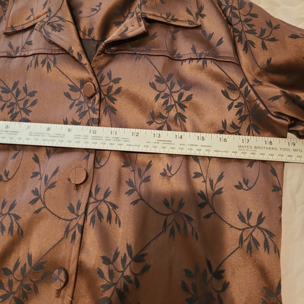 Vintage Brown Satiny Embroided Evening Jacket Blazer Women SZ Small - Picture 7 of 11